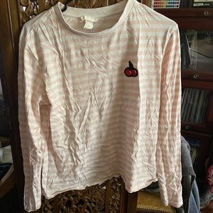 Blush pink and white stripped long sleeve